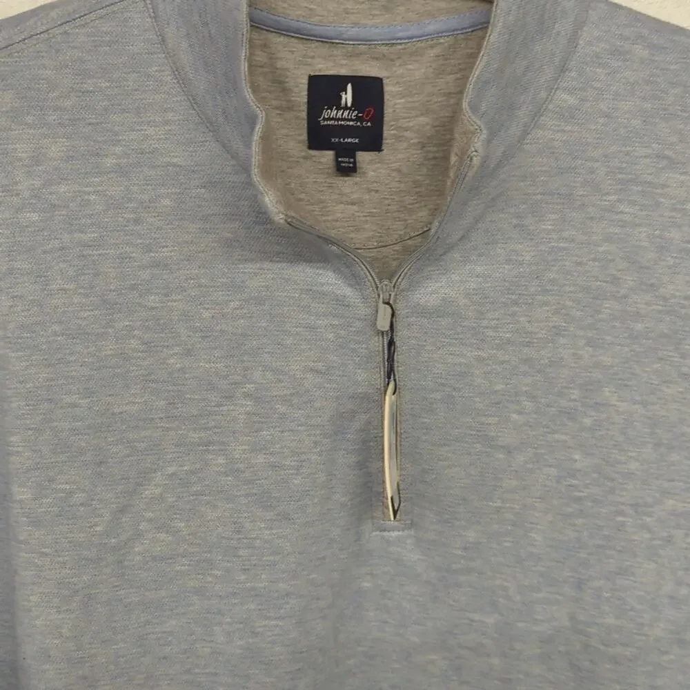 New nwt SZ S Johnnie-O Hanks Heathered Quarter Zip Pullover Malibu light blue